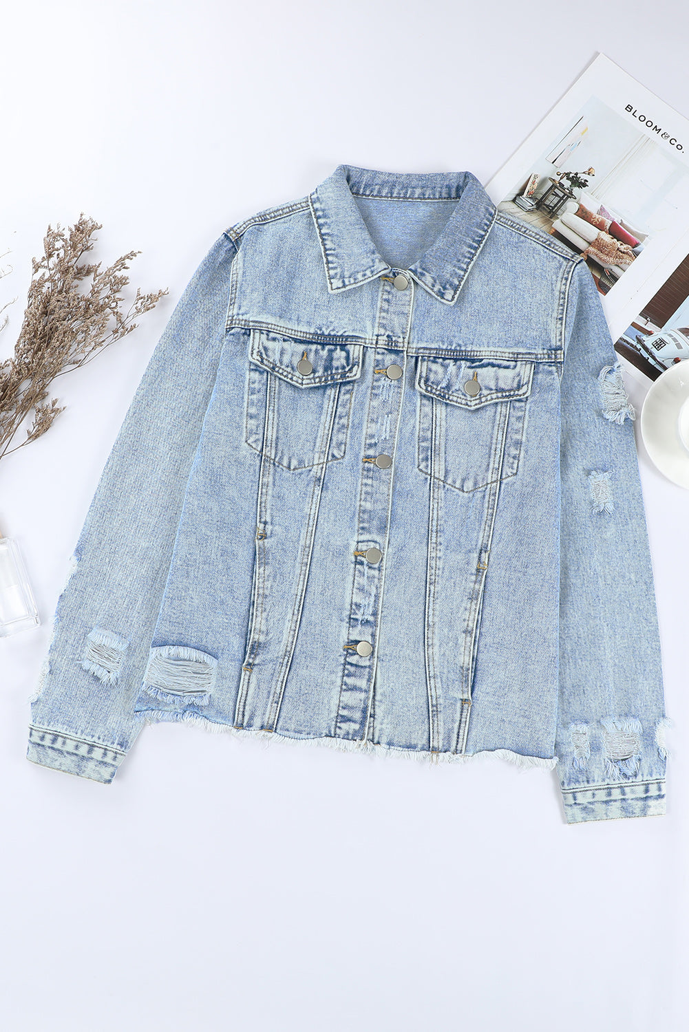 Sofibelle Distressed Raw Hem Jacket